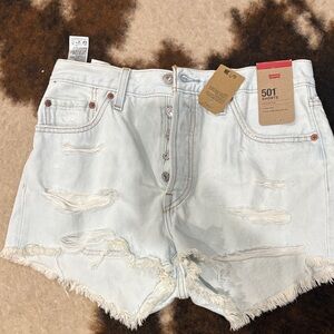 Levi's Women's Distressed Light Blue Jean Shorts